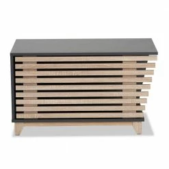 Eckhart Dark Grey and Oak Litter Box Cover Cat House by Baxton Studio