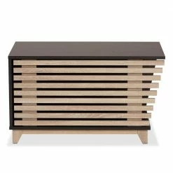 Eckhart Dark Brown and Oak Litter Box Cover Cat House by Baxton Studio