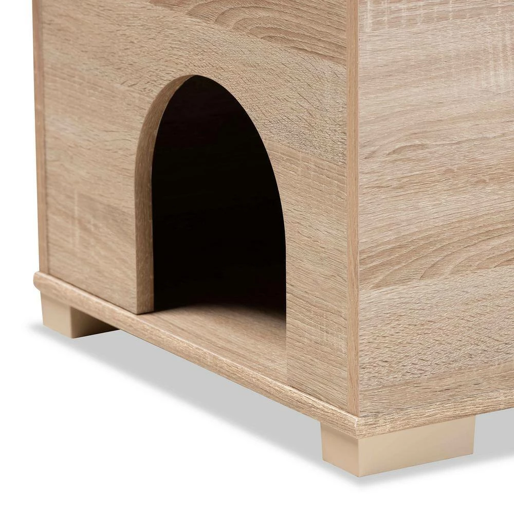 Mariam Oak Litter Box Cover Cat House by Baxton Studio - Image 6