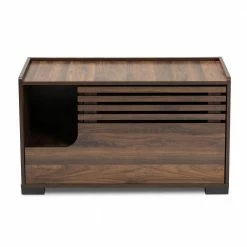 Claire Brown Cat Litter Box Cover House by Baxton Studio