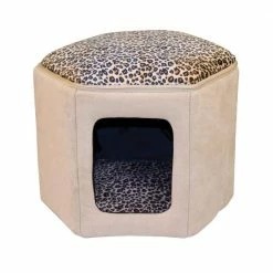 Kitty Sleep House Small-Medium Tan Leopard Print Cat Bed by K&H Pet Products