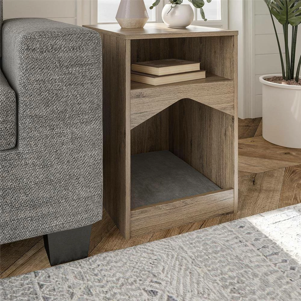 Roscoe Small to Large Rustic Oak Cat House End Table with Bed by OLLIE & HUTCH - Image 8