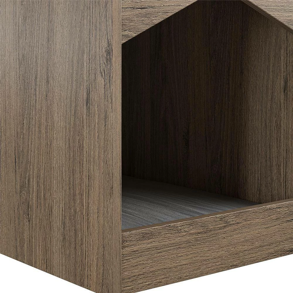 Roscoe Small to Large Rustic Oak Cat House End Table with Bed by OLLIE & HUTCH - Image 3