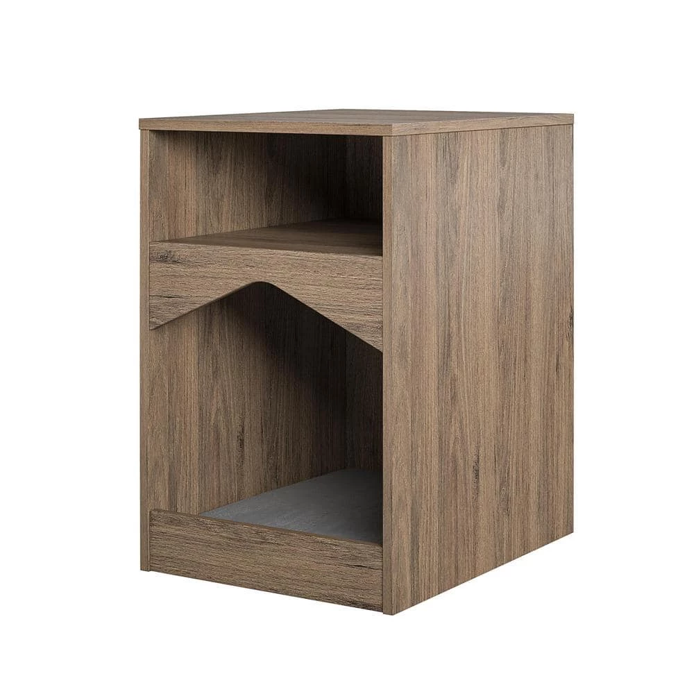 Roscoe Small to Large Rustic Oak Cat House End Table with Bed by OLLIE & HUTCH - Image 2