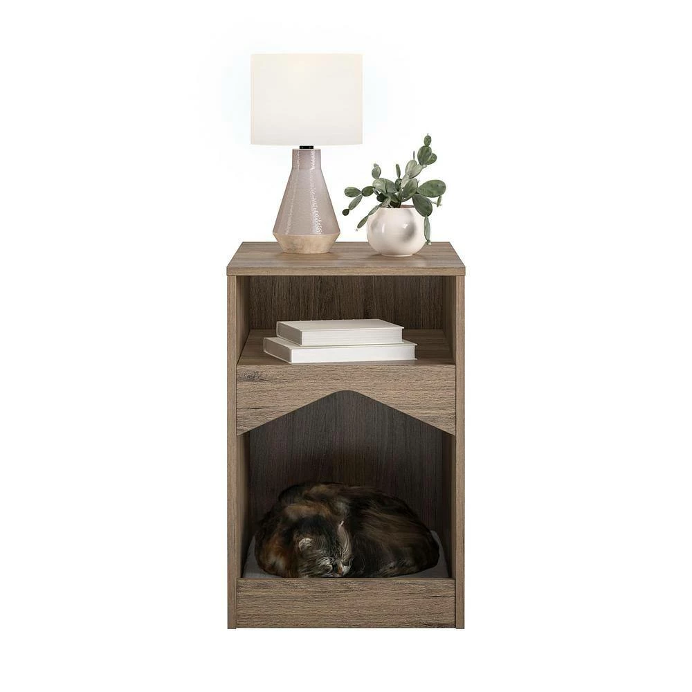 Roscoe Small to Large Rustic Oak Cat House End Table with Bed by OLLIE & HUTCH - Image 7
