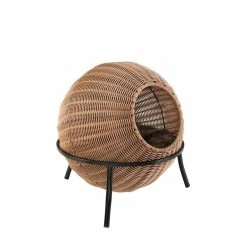 Nala Medium Brown Wicker Cat Condo Bed by Sam's Pets