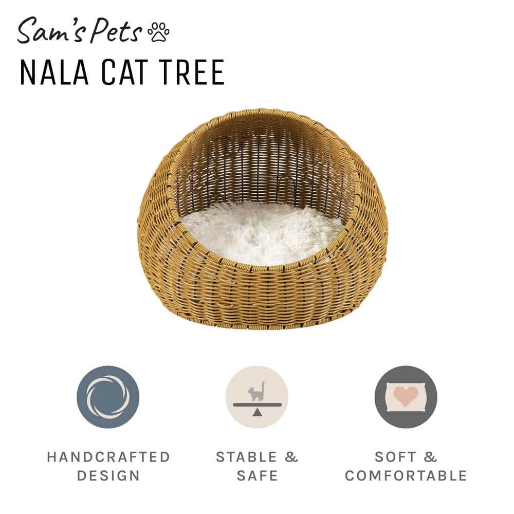 Nala Medium Brown Wicker Cat Bed by Sam's Pets - Image 2