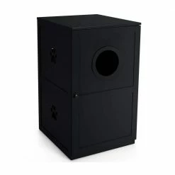 2-tier Litter Hidden Cat House With Anti-Toppling Device-Black by ANGELES HOME