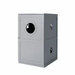 2-Tier Litter Hidden Cat House with Anti-Toppling Device in Gray by ANGELES HOME