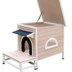 40.51"W x 31.22"D x 29.53"H Weatherproof Wooden Outdoor Cat House, Stray Cat Shelter, Animal House with Escape Door by Kahomvis
