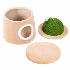 Cactus Cat Cave House with Sisal Scratching Post and Sisal Ball for Cat Kittens Green by Unbranded