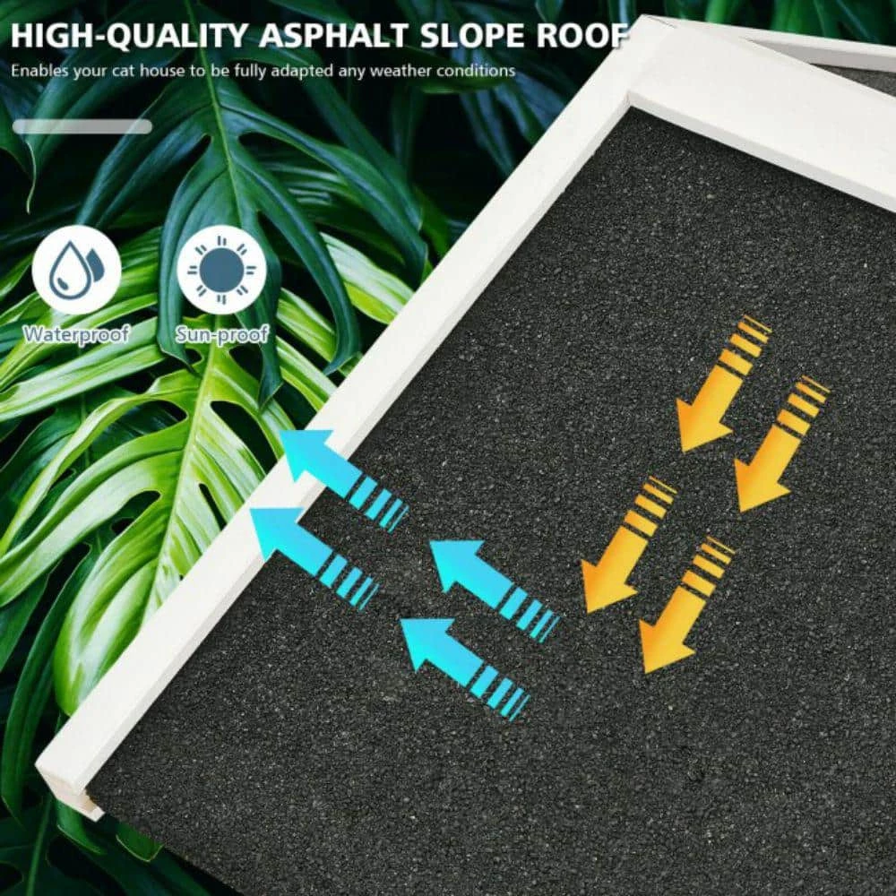 Indoor Outdoor Wooden 2-Story Cat House Condo Small Pet House by ANGELES HOME - Image 7