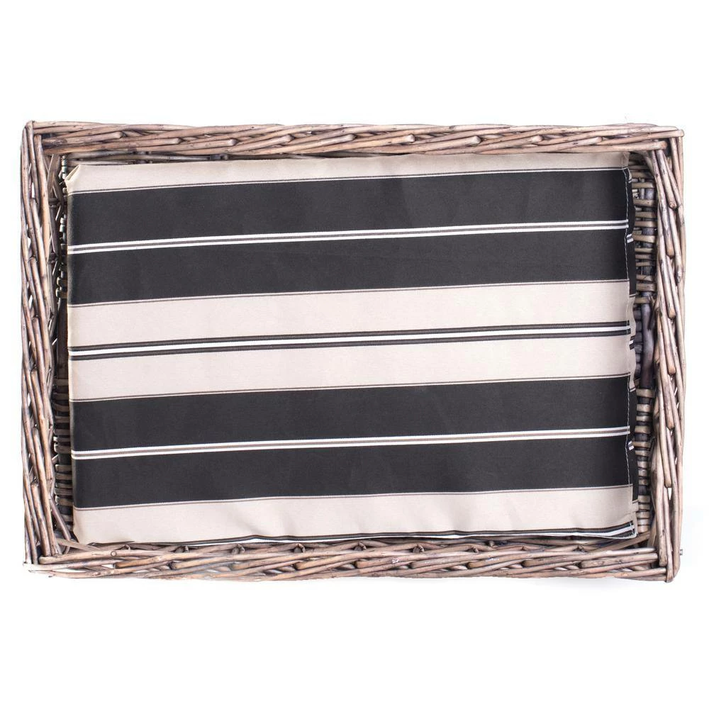 Two-level Willow Pet House with Soft Fabric Cushion For Cat or Dog, Grey by Unbranded - Image 7