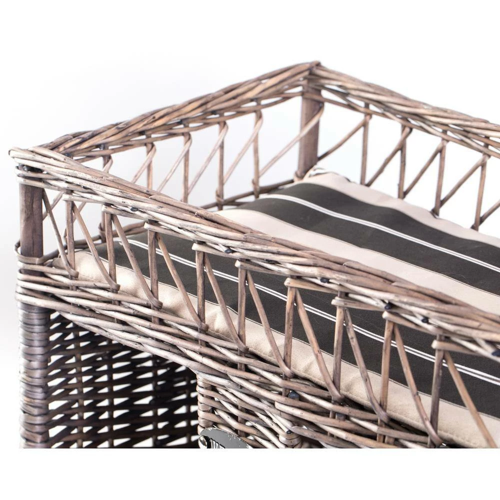 Two-level Willow Pet House with Soft Fabric Cushion For Cat or Dog, Grey by Unbranded - Image 9