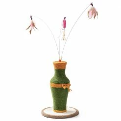 11.8 in. x 16.5 in. Grass Green Vintage Vase-shaped Cat Scratching Post with 3 Feather Toys by Tatayosi