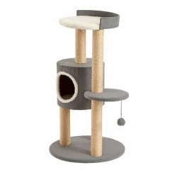 39.4 in. Gray Oak Cat Tree in Felt with Condo and Perch by Two By Two