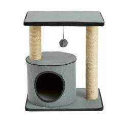20.9 in. Gray Cherry Cat Tree Felt with Condo by Two By Two