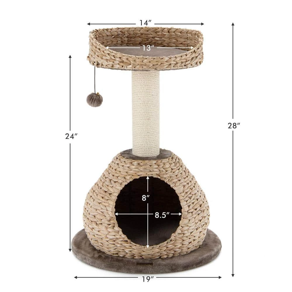 Particle Board 28 in. Hand-Made Cat Tree Tower with Jump Platform by ANGELES HOME - Image 3