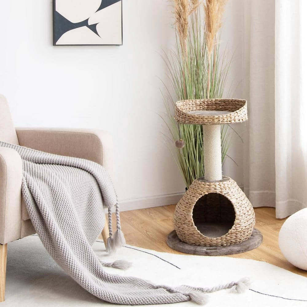 Particle Board 28 in. Hand-Made Cat Tree Tower with Jump Platform by ANGELES HOME - Image 2