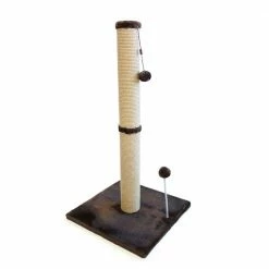 30 in. Jute Scratching Post (Dark Chocolate Fur 16 in. x 16 in. Base) by CATCRAFT
