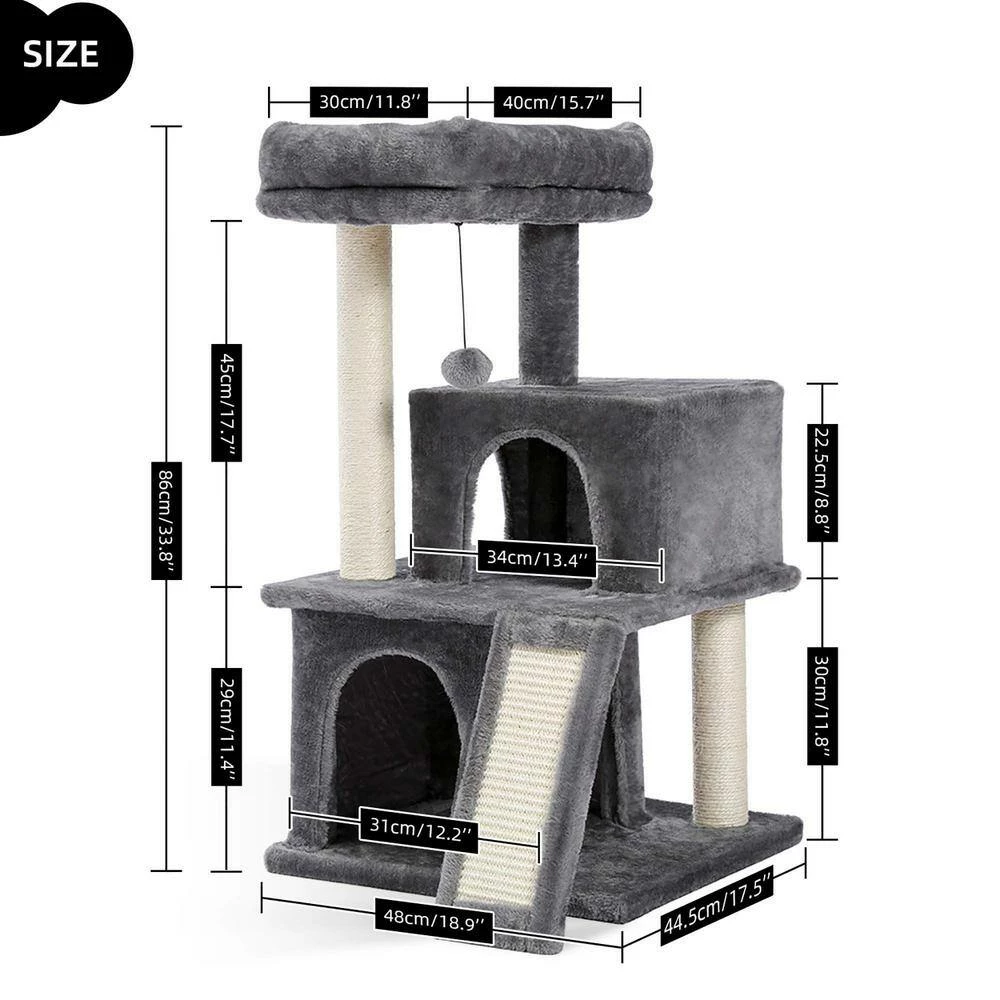 Modern Small Cat Tree Cat Tower With Double Condos Spacious Perch Sisal Scratching Posts by Unbranded - Image 7