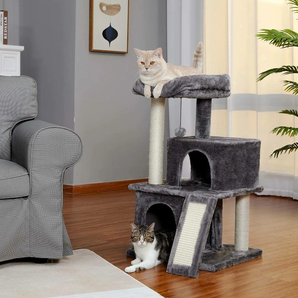 Modern Small Cat Tree Cat Tower With Double Condos Spacious Perch Sisal Scratching Posts by Unbranded - Image 5