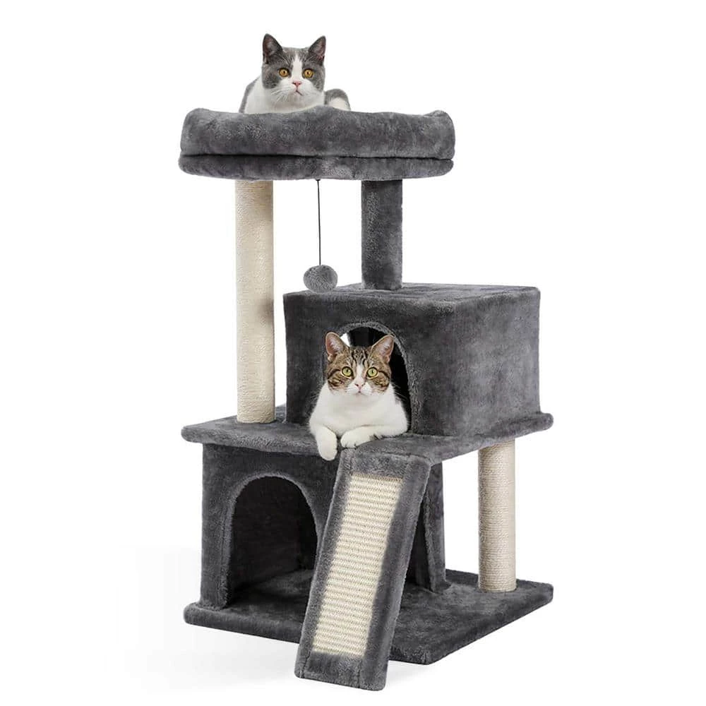 Modern Small Cat Tree Cat Tower With Double Condos Spacious Perch Sisal Scratching Posts by Unbranded