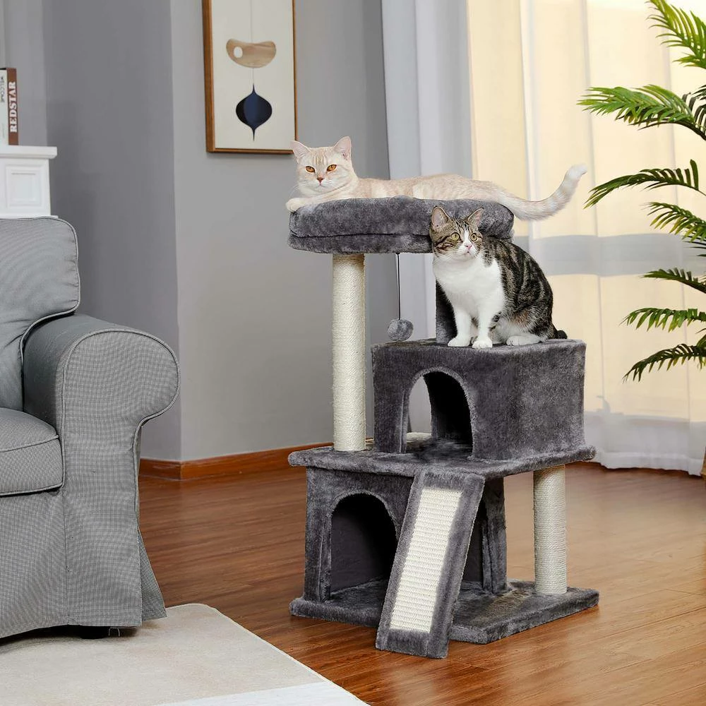 Modern Small Cat Tree Cat Tower With Double Condos Spacious Perch Sisal Scratching Posts by Unbranded - Image 4