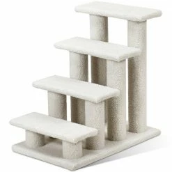 24 in. White Cat Tree with Scratching Post by ANGELES HOME