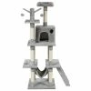 Gray 65.7 in. Cat Trees and Scratch Posts Furniture Cover Kitten Climbing Tower Cat Condo Playground with Ladder by WELLFOR