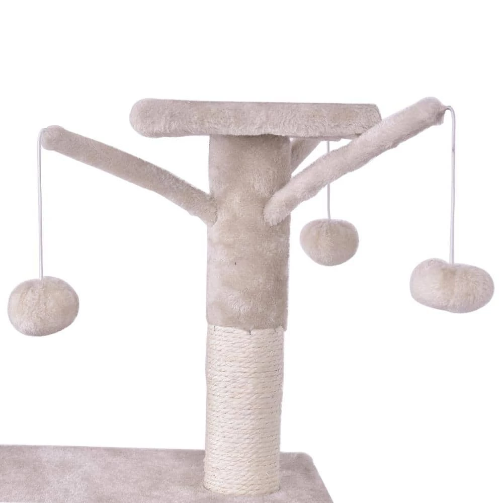 Beige Cat Trees and Scratch Posts Furniture Cover Kitten Climbing Tower Cat Condo with Sisal-Covered Posts and Ladder by WELLFOR - Image 7