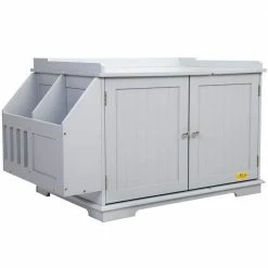 Cat Washroom Storage Bench Litter Box Enclosure with Table by COZIWOW