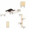 5-Pieces Wall-mounted Cat Tree Shelves, Scratching Post by COZIWOW