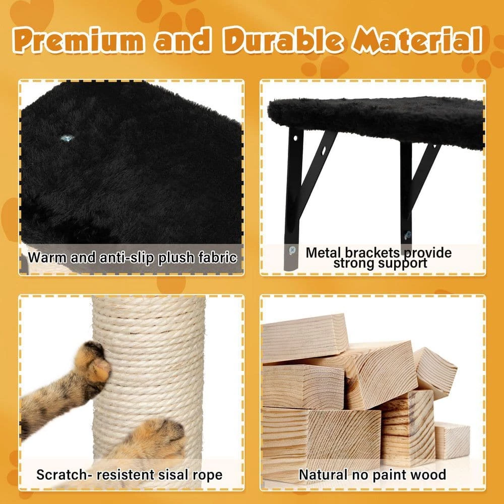 5-Piece Wall Mounted Cat Tree Bed, Scratcher by COZIWOW - Image 6