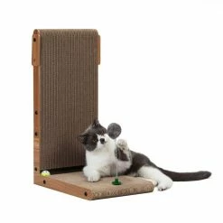 L-shaped Cat Scratching Board with Spring Toy by COZIWOW