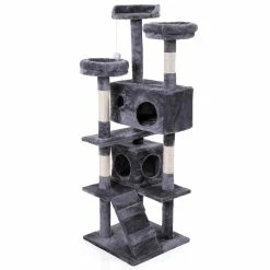 60 in. H Cat Tree Gray Condo Kitty Play House by COZIWOW