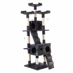 67 in. H Multi-Level Cat Tree Gray Kitten Condo by COZIWOW