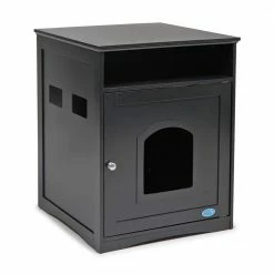Cat Hidden Litter Box Furniture Enclosure with Tabletop, Black by COZIWOW