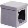 14.90 in. Velvet Folding Pet Ottoman, Footrest Stool with Cat Bed by Foobrues