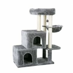 Sturdy Hammock Cat Tree Pet Cat Scratching Posts and Trees Cat House in Gray by Foobrues