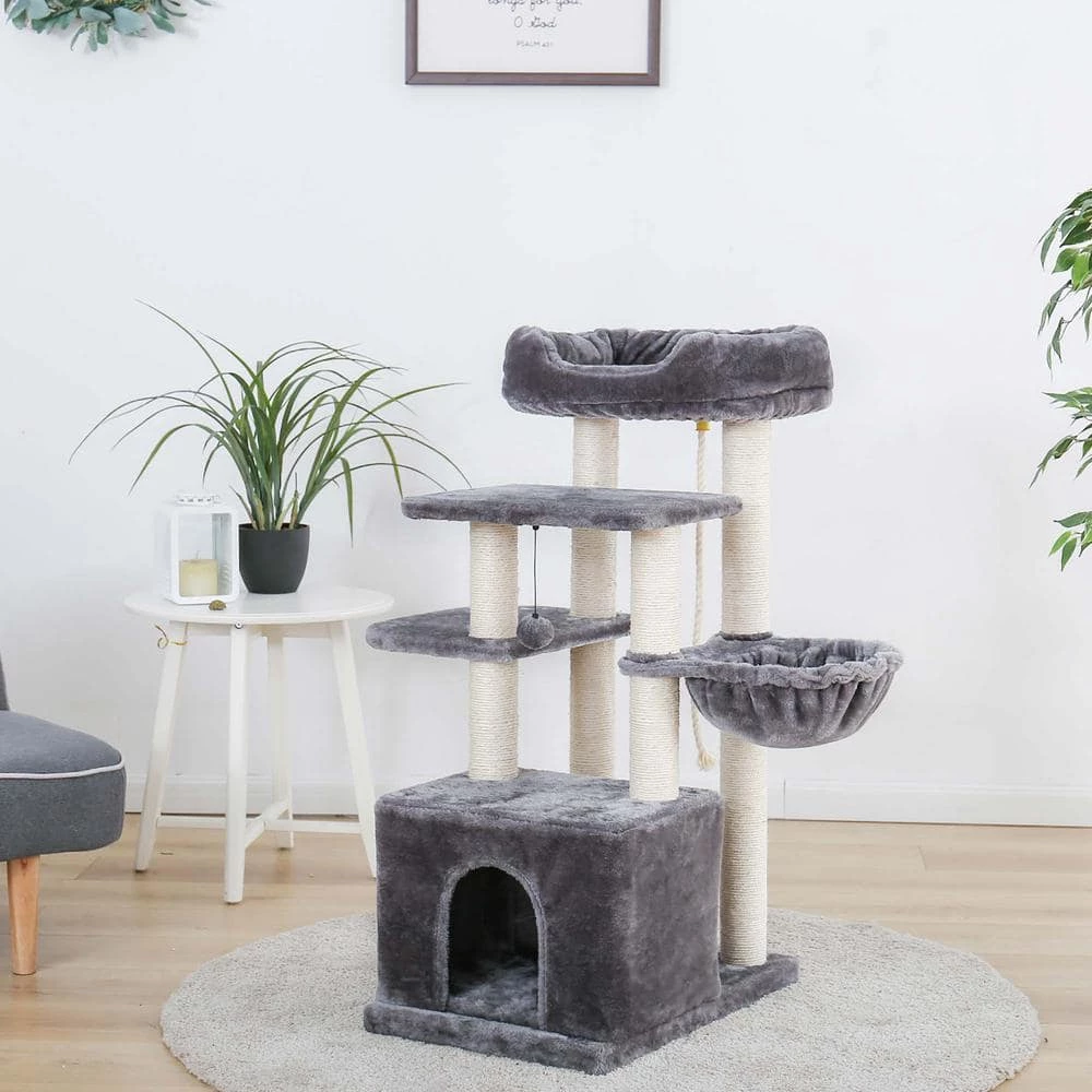 Cat Tree Condo Sisal Scratching Post for Kitten Pet Cat Tower Cozy Perch Specious Hummock by Foobrues - Image 4