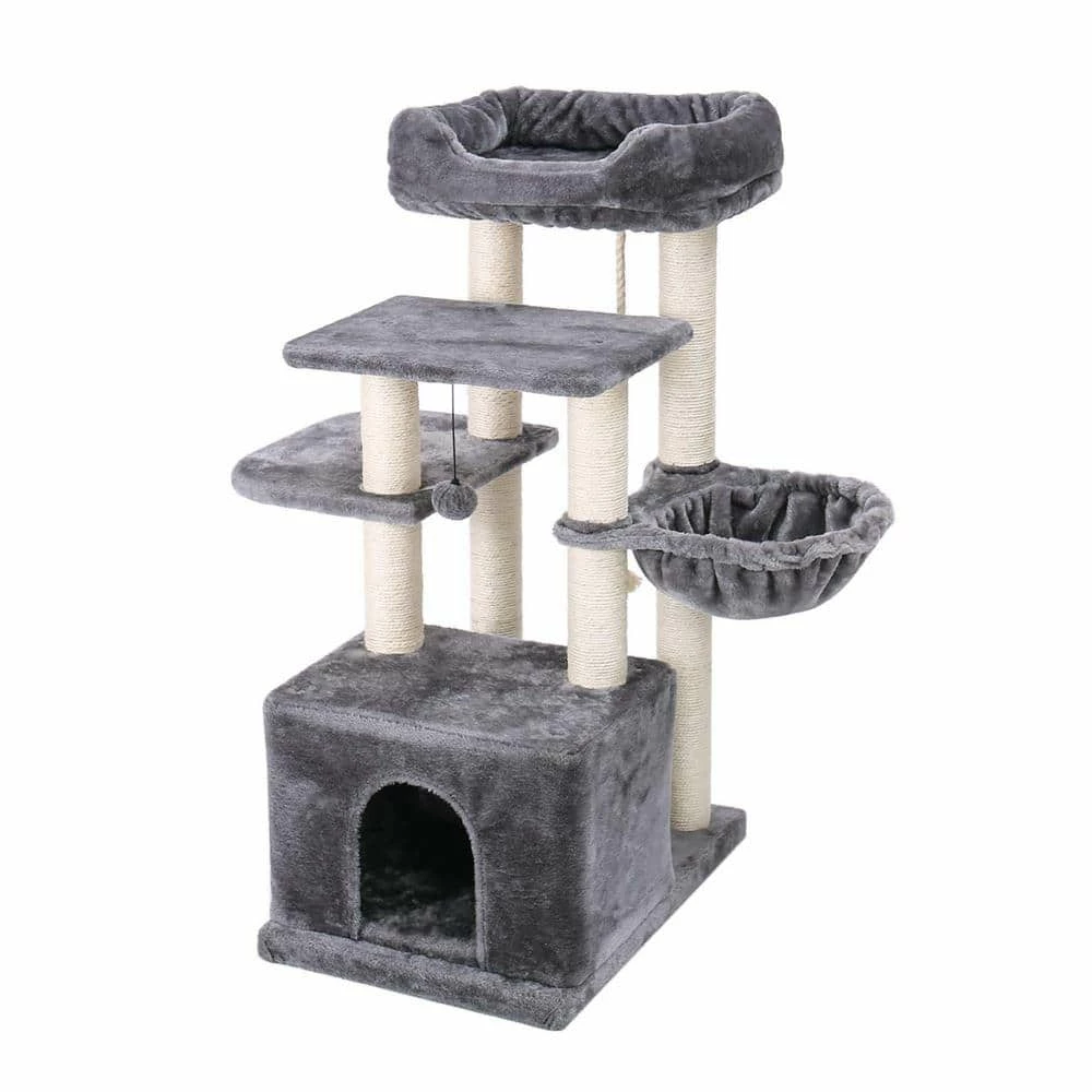 Cat Tree Condo Sisal Scratching Post for Kitten Pet Cat Tower Cozy Perch Specious Hummock by Foobrues