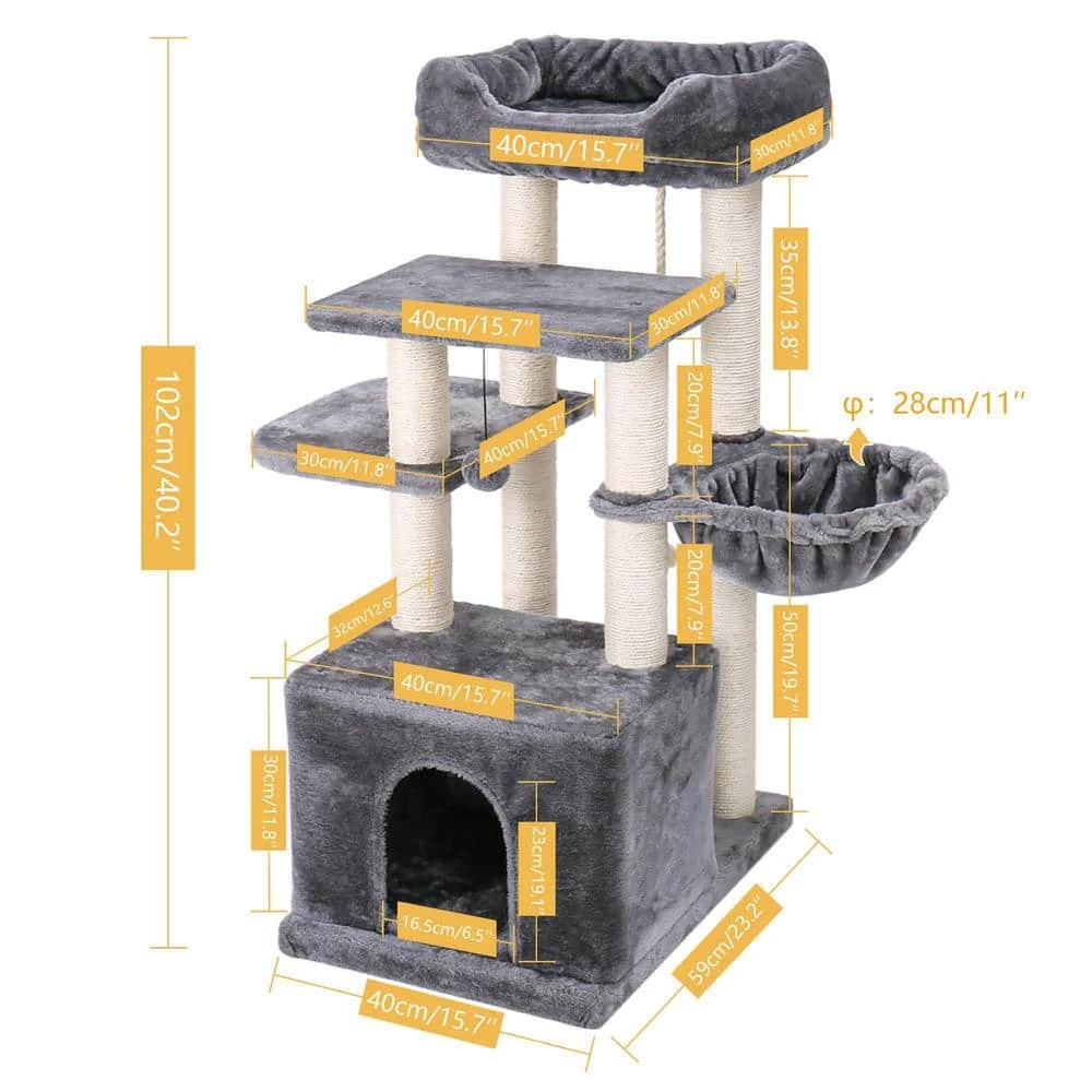 Cat Tree Condo Sisal Scratching Post for Kitten Pet Cat Tower Cozy Perch Specious Hummock by Foobrues - Image 6