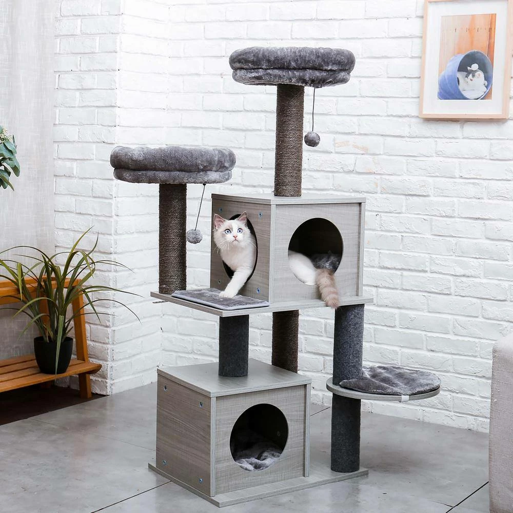 All-in-1 Marble Cat Tree Medium Activity Center by Foobrues - Image 3
