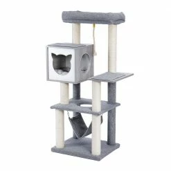 Wooden Large Cat Tree Hammock Sisal Post Cat House by Foobrues