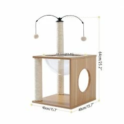 Multi-level Exploration Wooden Pet Cat Scratching Posts and Trees Cat House by Foobrues