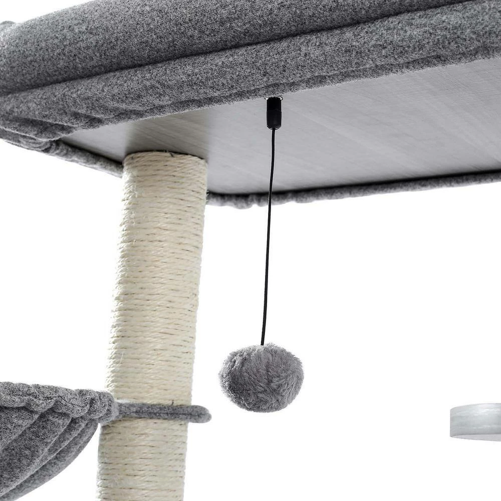 50.8 in. H Pet Cat Scratching Posts and Trees Cat House in Gray by Foobrues - Image 2