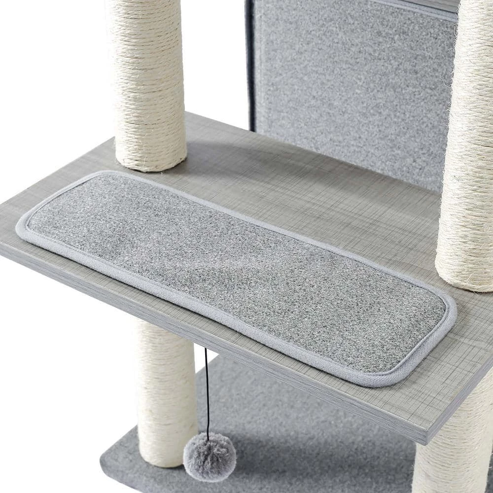 50.8 in. H Pet Cat Scratching Posts and Trees Cat House in Gray by Foobrues - Image 8