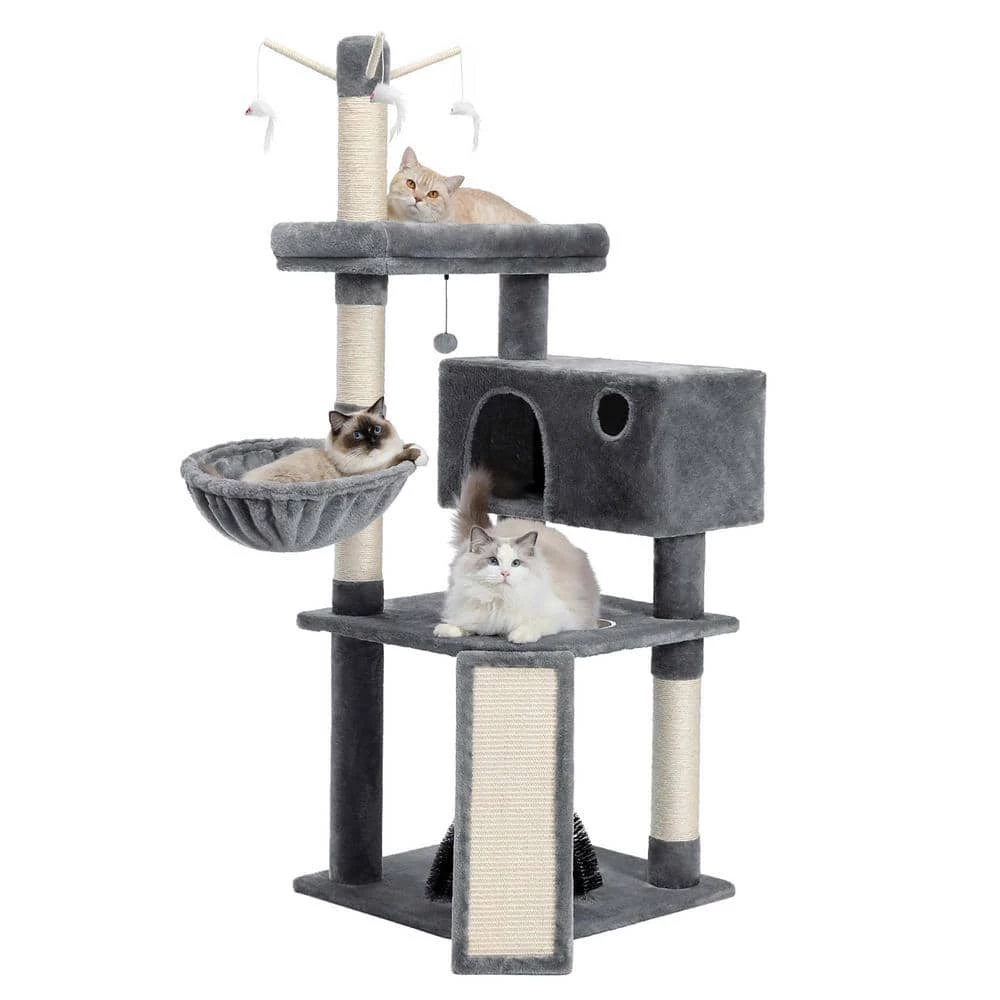 Large Condo Cat Tree Feeding Bowl Grooming Brush Whirligig Turntable by Foobrues - Image 3