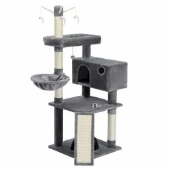 Large Condo Cat Tree Feeding Bowl Grooming Brush Whirligig Turntable by Foobrues